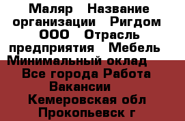 Маляр › Название организации ­ Ригдом, ООО › Отрасль предприятия ­ Мебель › Минимальный оклад ­ 1 - Все города Работа » Вакансии   . Кемеровская обл.,Прокопьевск г.